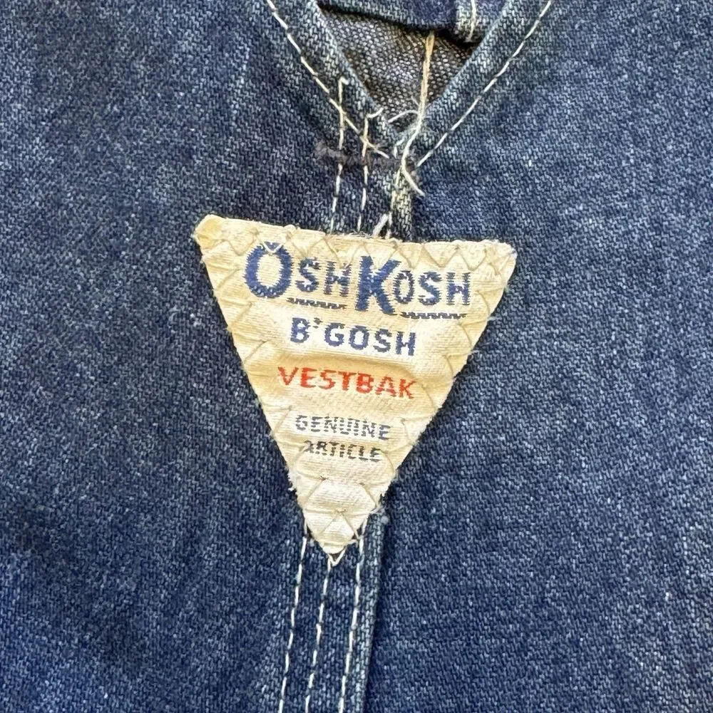 Vintage 80s 90s OshKosh B’gosh Overalls Kids Size 4 USA Union Made USA Denim